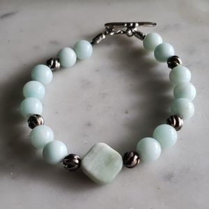 Light Blue Semi Precious Stone Bead Bracelet